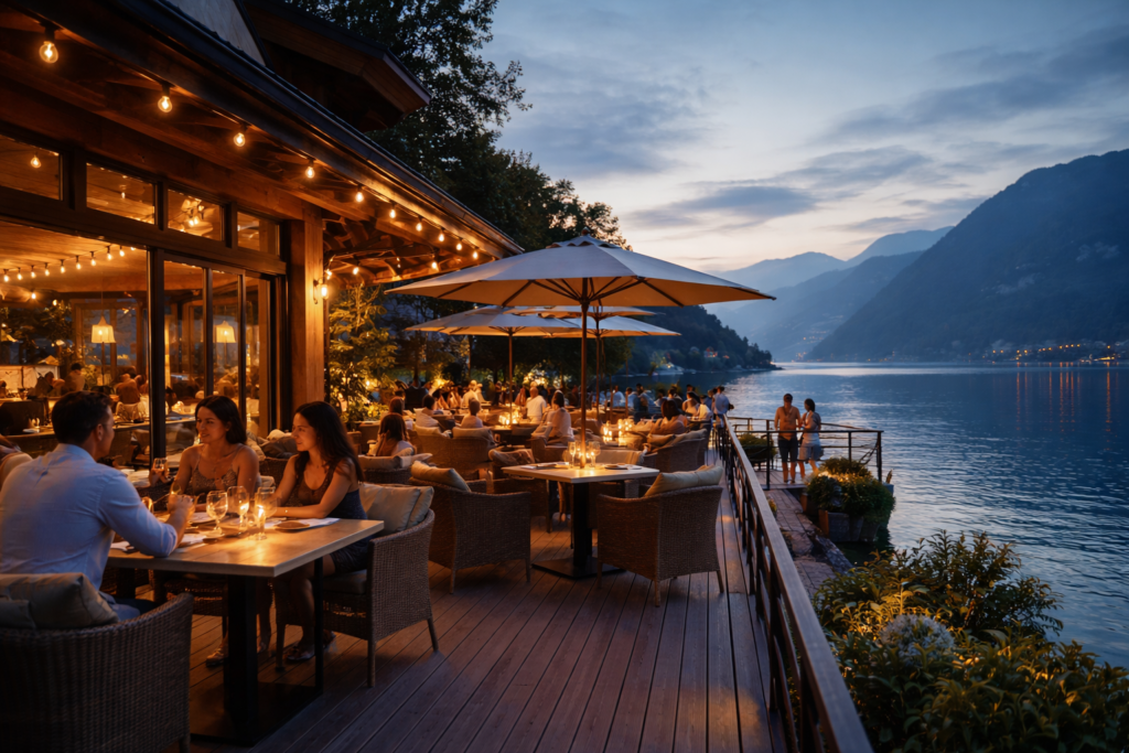 restaurant terrasse au bord du lac en Suisse opportunité fonds de commerce